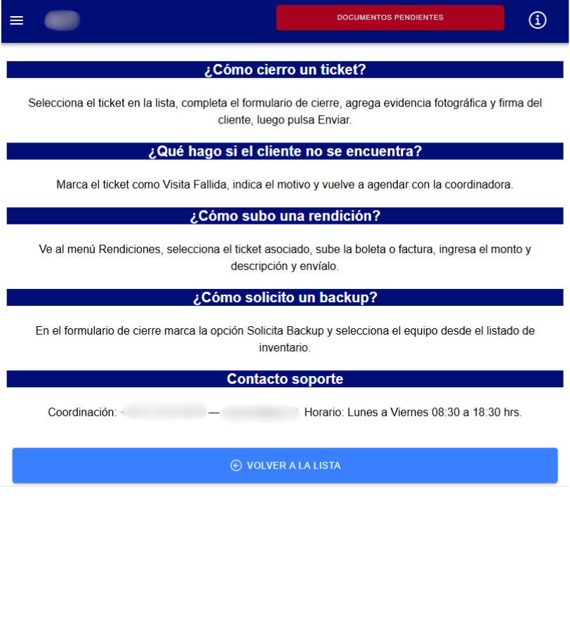Formulario de rendición